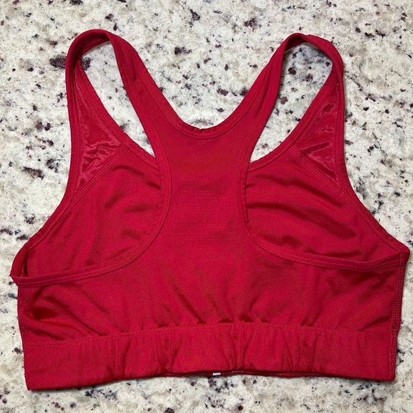 Victoria Secret Pink Ultimate Unlined Red Sports Bra Size Medium Metallic Logo - Picture 2 of 5